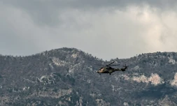 Un hélicoptÚre de l'armée turque prÚs de Hatay dans le sud de la Turquie le 28 janvier 2018