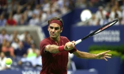 Roger Federer lors du premier tour de l'US Open à Flushing Meadows à New York City, le 28 août 2018