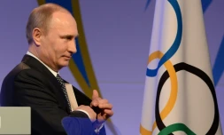 Le président russe Vladimir Poutine lors d'une réception à Sotchi, à la veille de l'ouverture des Jeux olympiques d'hiver de 2014, le 6 février 2014