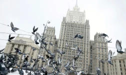 Vue sur le siÚge du ministÚre russe des Affaires étrangÚres à Moscou, le 27 mars 2018