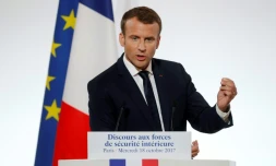 Emmanuel Macron lors de son discours aux forces de sécurité intérieure