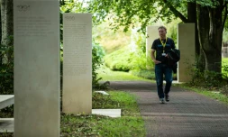 Le mémorial des reporters morts dans l'exercice de leur métier à Bayeux, en France, le 7 octobre 2021
