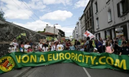 Manifestation contre le projet de centre commercial "EuropaCity", le 21 mai 2017 Ă Gonesse (Val-d'Oise)