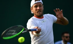 Le Français Lucas Pouille lors du premier tour de Wimbledon le 2 juillet 2019