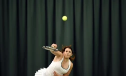 La Française Marion Bartoli lors d'un match exhibition en double, le 10 mai 2014 à Wimbledon
