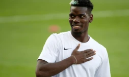 Le milieu de terrain Paul Pogba, lors d'un entraînement de l'équipe de France, le 2 septembre 2021 au Stade de La Meinau à Strasbourg