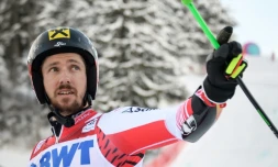 L'Autrichien Marcel Hirscher lors de sa victoire sur le géant d'Adelbonden le 12 janvier 2019