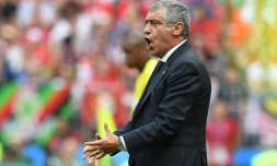 Le sélectionneur portugais Fernando Santos lors du match contre le Maroc, le 20 juin 2018 à Moscou 
