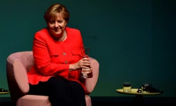 La Chancelière allemande Angela Merkel lors d'une interview avec le magazine Brigitte le 26 juin 2017 à Berlin