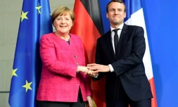 La chancelière allemande Angela Merkel et le président français Emmanuel Macron à Berlin, le 15 mai 2017