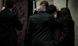 Aux funérailles d'une des victimes des attentats du 13 novembre, le 23 novembre 2015 à Lyon