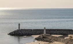 faibles niveaux d'eau à la station balnéaire d'Avaza, sur la mer Caspienne, le 13 septembre 2023 au Turkménistan