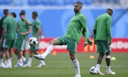 Le défenseur marocain Manuel Da Costa lors d'une séance d'entraînement de la sélection à Saint-Pétersbourg, le 14 juin 2018