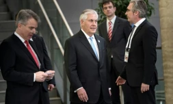 Le secrétaire d'Etat américain Rex Tillerson à son arrivée au G20 le 16 février 2017 à Bonn