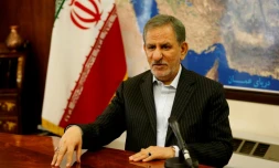 Le premier vice-président iranien et candidat à la présidentielle Es-Hagh Jahanguiri à Téhéran, lors d'une interview avec l'AFP, le 9 mai 2017