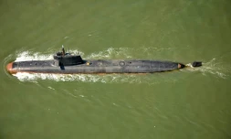 Un sous-marin ScorpĂšne indien, le 1er mai 2016 au large de Bombay