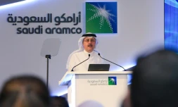 Amin Nasser, président et PDG de Saudi Aramco, lors d'une conférence de presse le 3 novembre 2019 dans la région de Dhahran, dans l'est de l'Arabie saoudite