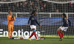 L'attaquante Kadidiatou Diani a clos le score pour les Bleues victorieuses du Japon en match amical, le 4 avril 2019 à Auxerre