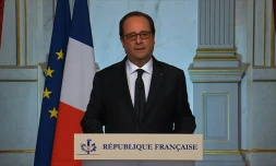 Image tirée d'une vidéo de TF1 montrant le président François Hollande à l'Elysées, le 15 juillet 2016