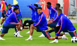 Le capitaine de la Colombie Radamel Falcao lors d'un entraînement à Kazan, le 14 juin 2018, avant son entrée dans le Mondial russe
