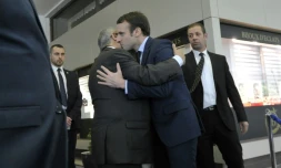 Le chef de l'Etat français Emmanuel Macron, alors candidat à l'élection présidentielle, lors d'un déplacement à Alger le 13 février 2017