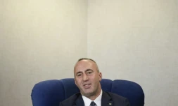 Le Premier ministre du Kosovo, Ramush Haradinaj, lors d'un entretien avec l'AFP le 25 janvier 2019 Ă Pristina