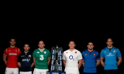 Les capitaines des six équipes en lice pour le Tournoi des Six nations, réunis à Londres, le 27 janvier 2016