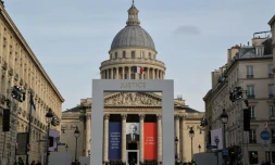 Une répétition a lieu à la veille de la cérémonie d'intronisation de l'ancien avocat et ministre français de la Justice Robert Badinter, qui sera inhumé au Panthéon, à Paris, le 8 octobre 2025