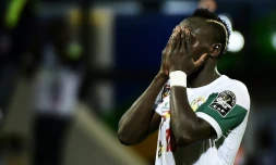 L'attaquant Sadio Mané ouvre le score pour le Sénégal face au Zimbabwe lors de la CAN, le 19 janvier 2017 à Franceville  