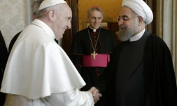 Le pape François reçoit le président iranien Hassan Rohani, le 26 janvier 2016 au Vatican à Rome