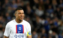 L'attaquant vedette du PSG Kylian Mbappé lors d'un match à Strasbourg, le 27 mai 2023 