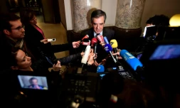 Le candidat du parti les Républicains pour la présidentielle François Fillon lors d'un point presse à Berlin le 23 janvier 2017