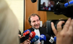 Me Emmanuel Marsigny, avocat de la SNCF au procès de la catastrophe ferroviaire de Brétigny de 2013, le 25 avril 2022 au tribunal d'Evry