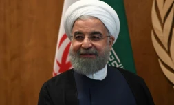 Le président iranien Hassan Rouhani à son arrivée au siège des Nations unies pour sa rencontre avec le secrétaire général António Guterres, le 18 septembre 2017 à New York