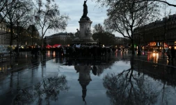 La place de la République où se rassemble chaque nuit le mouvement "Nuit Debout" le 14 avril 2016