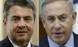 Montage photo du ministre des Affaires étrangères allemand Sigmar Gabriel (g) et du Premier ministre israélien Benjamin Netanyahu