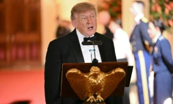 Le président américain Donald Trump parle lors du dîner de gala en l'honneur du président chinois Xi Jinping, le 24 septembre 2026 à la Maison Blanche, à Washington