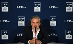 Le président de la Ligue (LFP), Vincent Labrune, lors d'un point presse à Paris, le 10 septembre 2020
