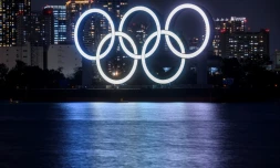 Les anneaux olympiques à Tokyo le 1er décembre 2020