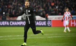 Le joueur du Paris SG Neymar buteur lors du match face à l'Etoile Rouge de Belgrade en Ligue des champions le 11 décembre 2018