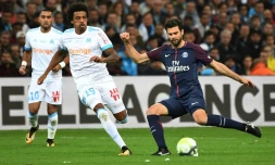 Le milieu de terrain du PSG Thiago Motta face à l'OM, le 22 octobre 2017 à Marseille