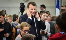 Emmanuel Macron, grand débat avec des enfants, à Beaupreau-en-Mauges, le 28 mars 2019