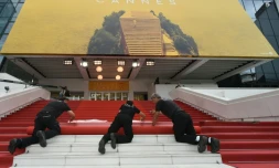 Préparatifs, mardi 10 mai 2016, avant la cérémonie d'ouverture du 69e Festival de Cannes