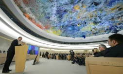 Le Secrétaire général de l'ONU Ban Ki-moon lors d'une conférence au siège des Nations unies à Genève, le 30 mars 2016