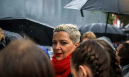 L'opposante bélarusse Maria Kolesnikova dans une manifestation à Minsk le 6 septembre 2020
