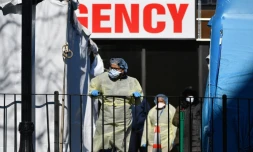 L'entrée de l'hôpital Elmhurst à New York, le 26 mars 2020