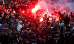 Des manifestants d'extrême droite le 27 août 2018 à Chemnitz dans l'est de l'Allemagne