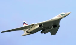 Un bombardier russe Tupolev Tu-160 dans le nord-ouest de la Russie, le 16 août 2005