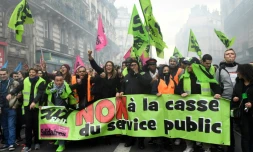 Manifestation en soutien aux cheminots Ă  Paris, le 3 avril 2018