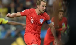 L'attaquant anglais Harry Kane buteur lors de la qualification en quarts de finale du Mondial le 3 juillet 2018